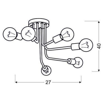 Surface-mounted chandelier SPILL 6xE27/60W/230V