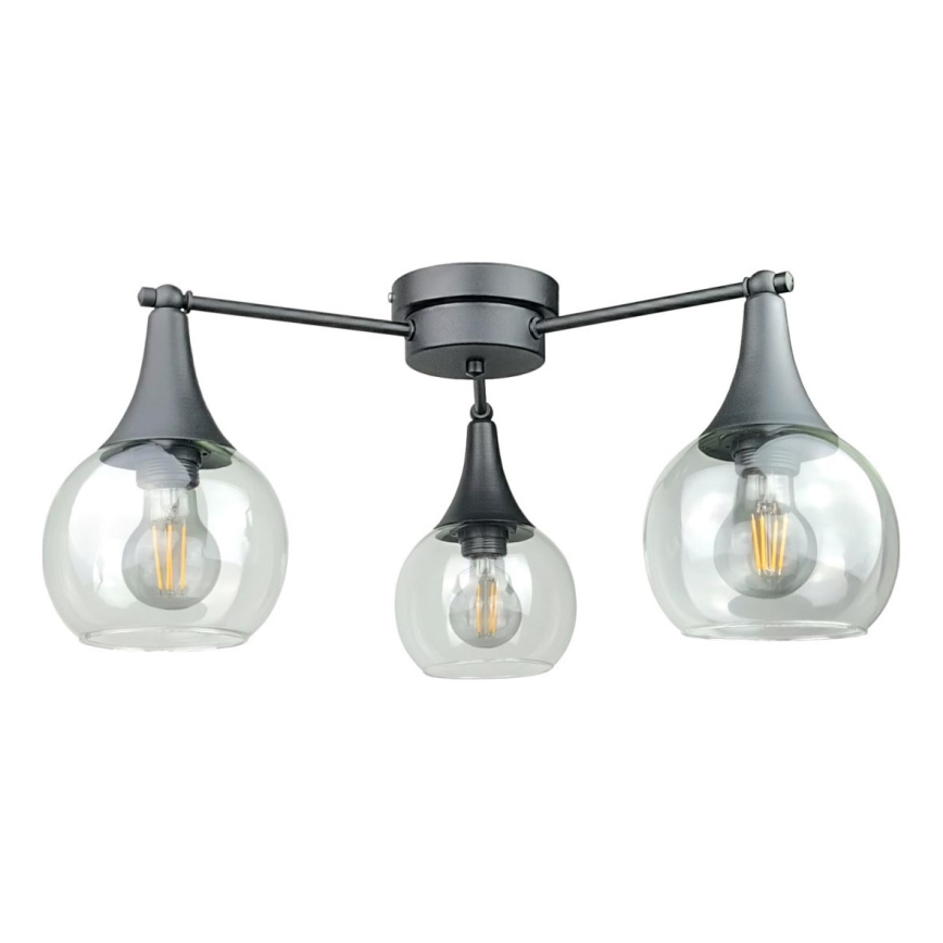 Surface-mounted chandelier STAR 3xE27/60W/230V black/clear