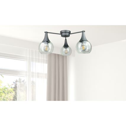 Surface-mounted chandelier STAR 3xE27/60W/230V black/clear