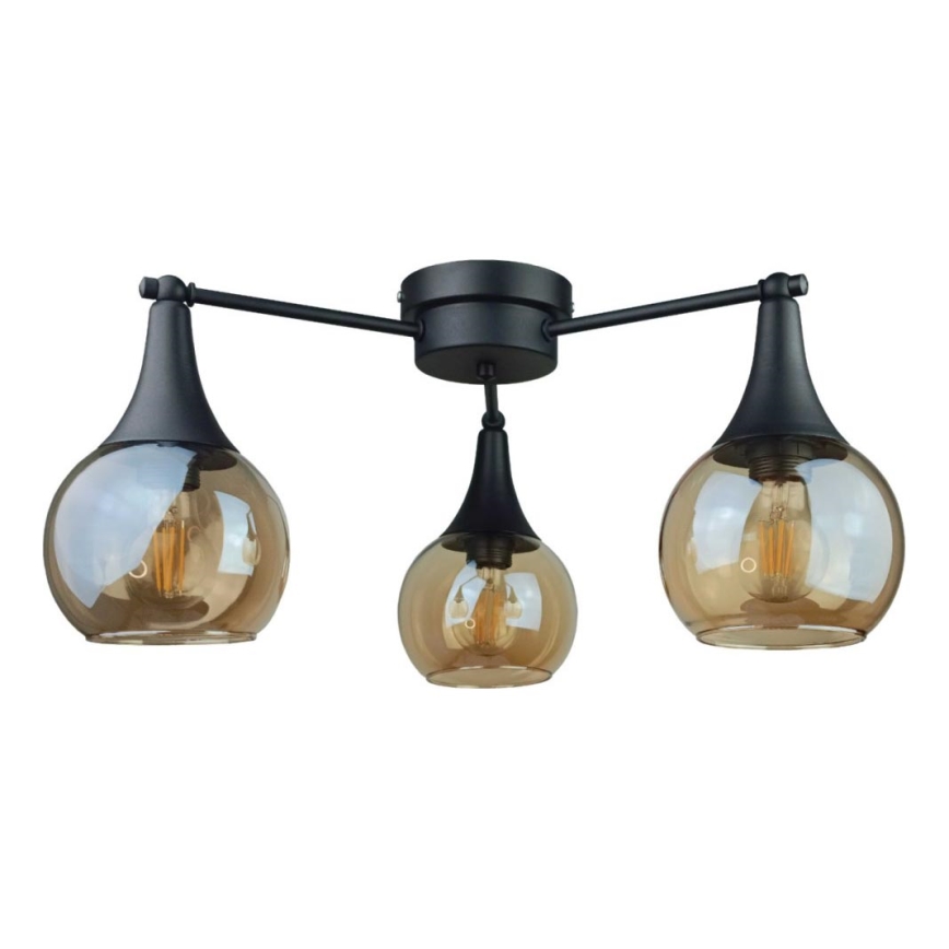 Surface-mounted chandelier STAR 3xE27/60W/230V black/smoky beige