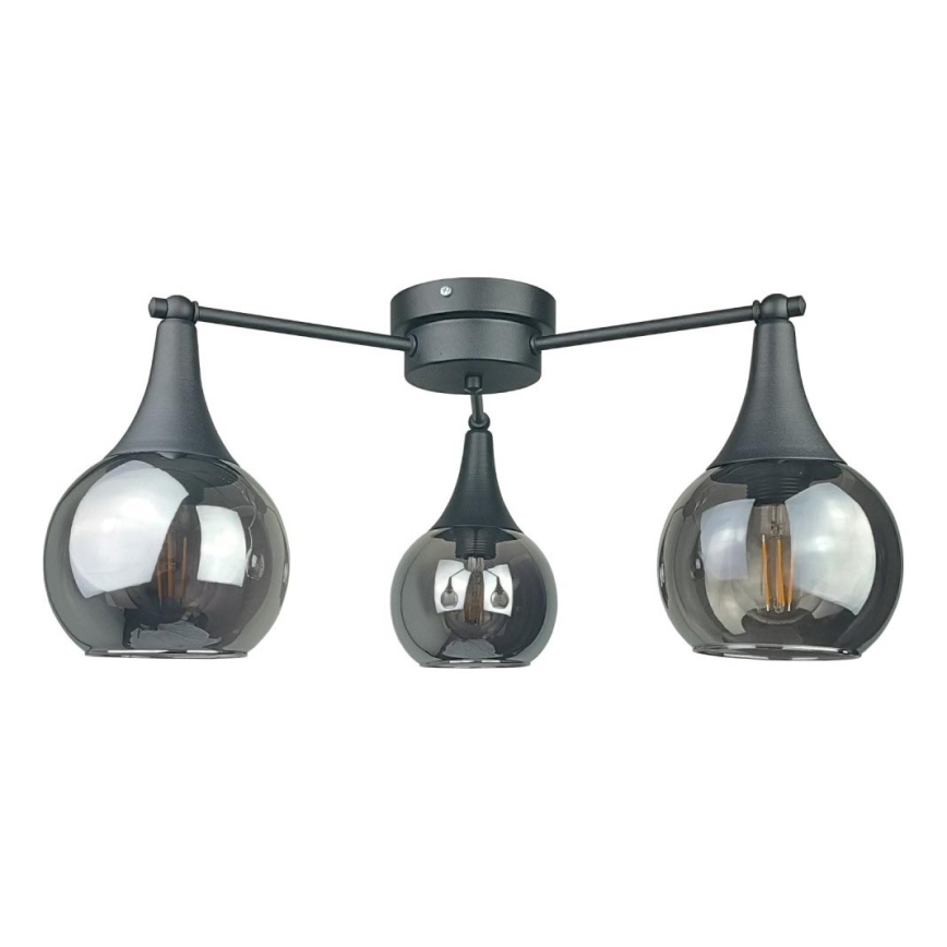 Surface-mounted chandelier STAR 3xE27/60W/230V black/smoky black