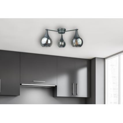 Surface-mounted chandelier STAR 3xE27/60W/230V black/smoky black