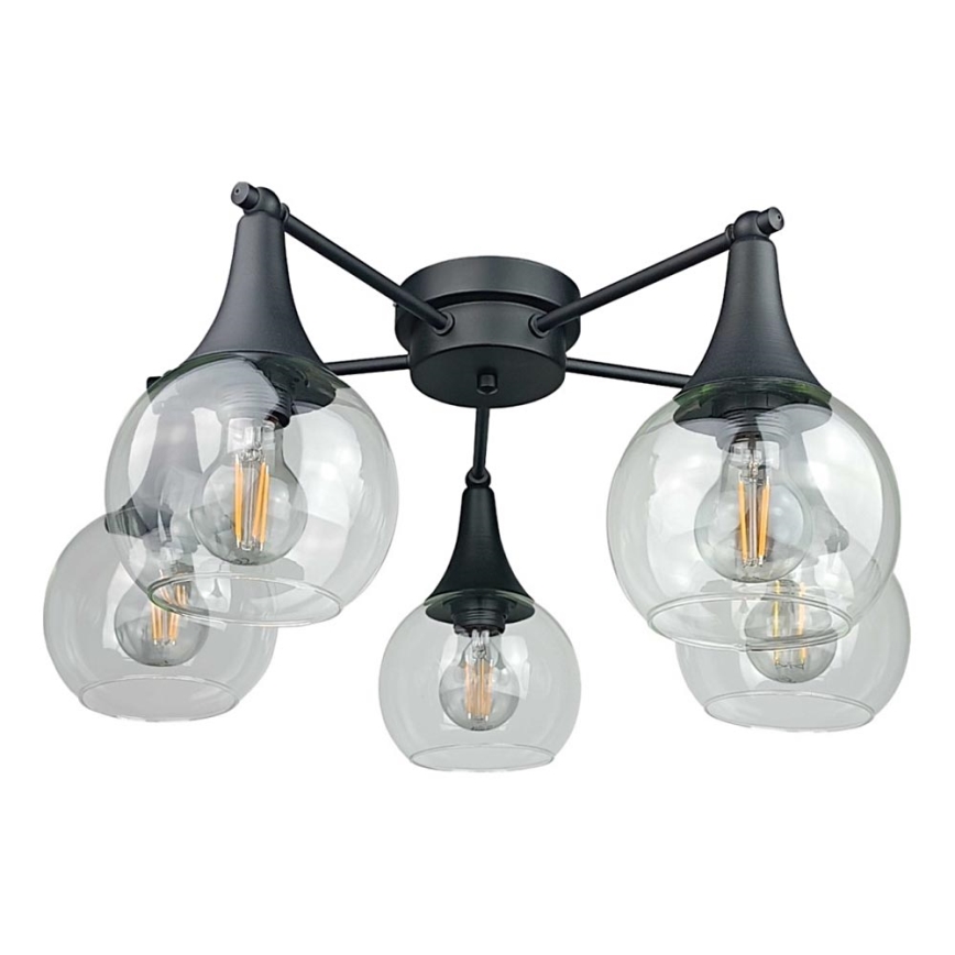 Surface-mounted chandelier STAR 5xE27/60W/230V black/clear