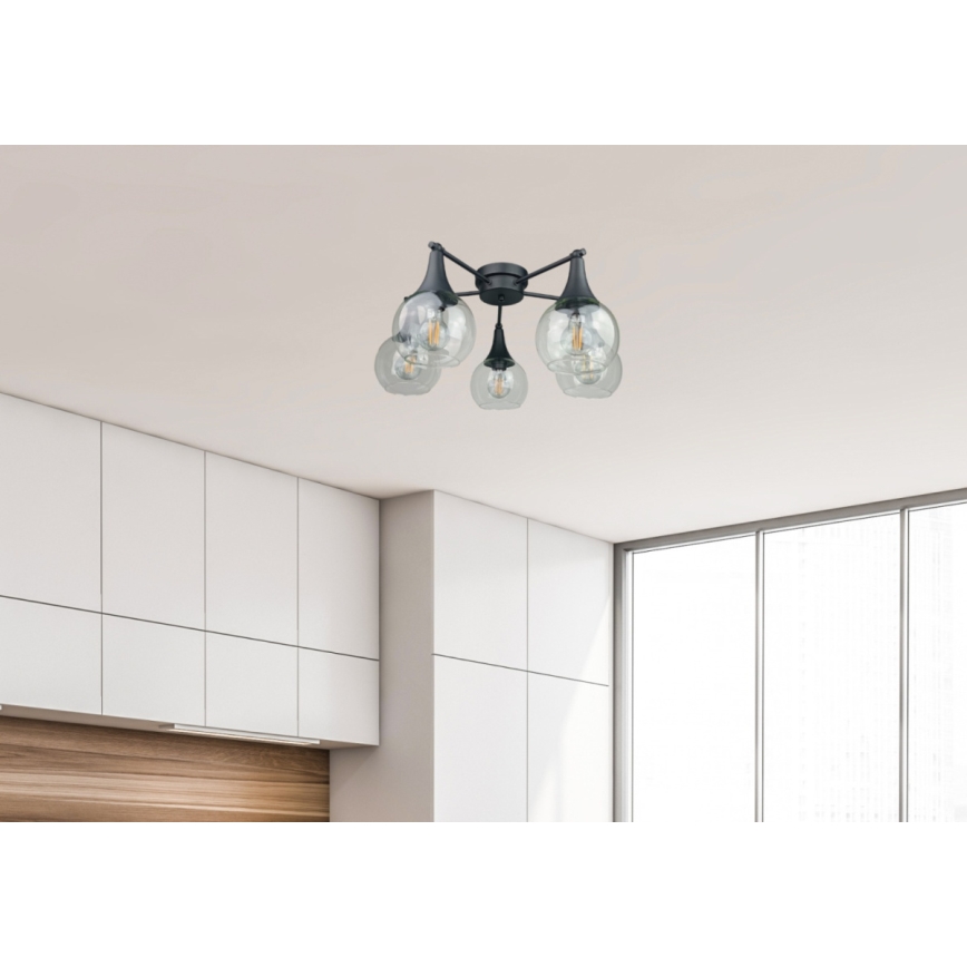 Surface-mounted chandelier STAR 5xE27/60W/230V black/clear