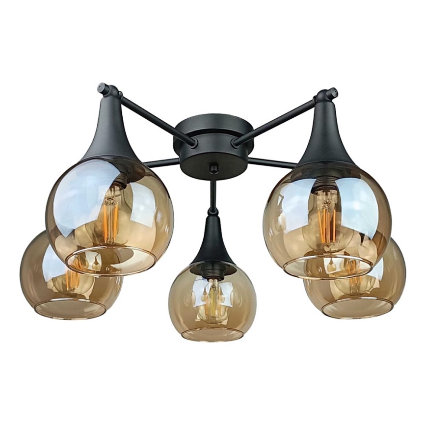 Surface-mounted chandelier STAR 5xE27/60W/230V black/smoky beige