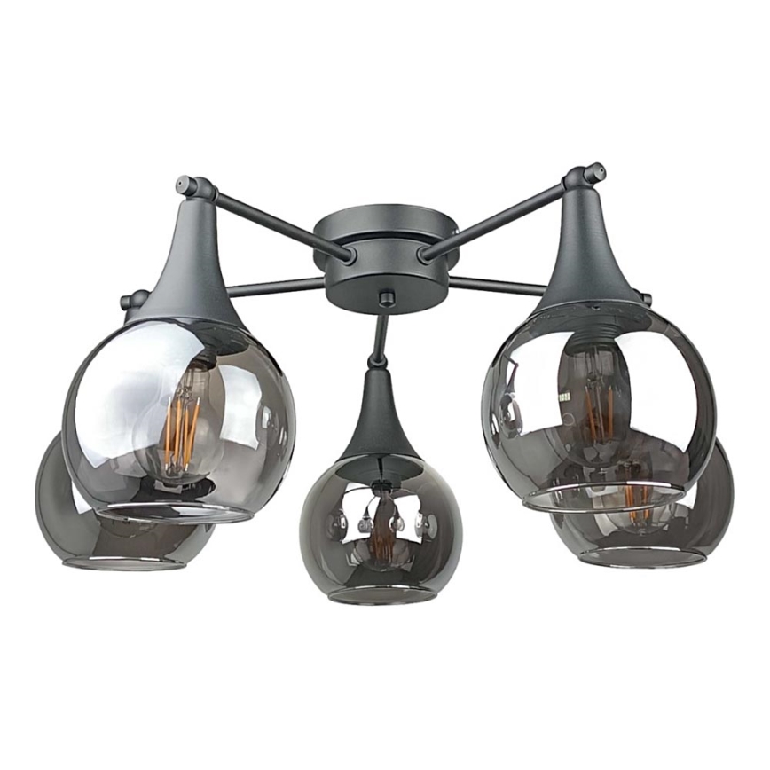 Surface-mounted chandelier STAR 5xE27/60W/230V black/smoky black