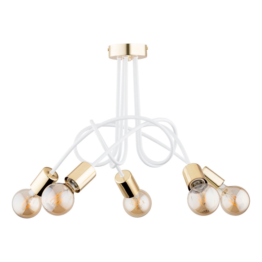 Surface-mounted chandelier TANGO 5xE27/15W/230V white/gold