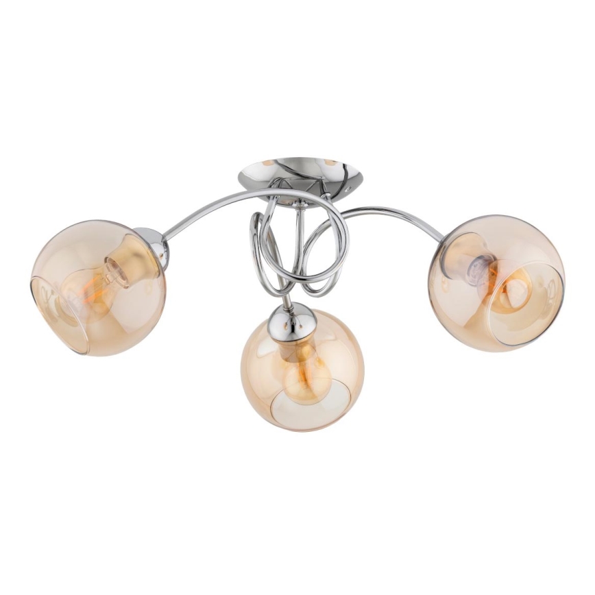 Surface-mounted chandelier TEVI 3xE27/60W/230V shiny chrome/beige