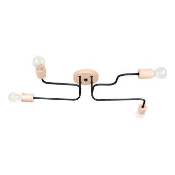 Surface-mounted chandelier TIMBO 4xE27/15W/230V black/beige/beech