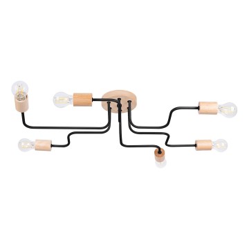 Surface-mounted chandelier TIMBO 6xE27/15W/230V black/beige/beech