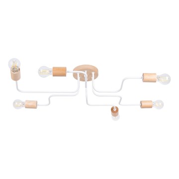 Surface-mounted chandelier TIMBO 6xE27/15W/230V white/beige/beech