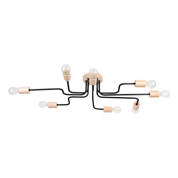 Surface-mounted chandelier TIMBO 8xE27/15W/230V black/beige/beech