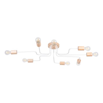 Surface-mounted chandelier TIMBO 8xE27/15W/230V white/beige/beech