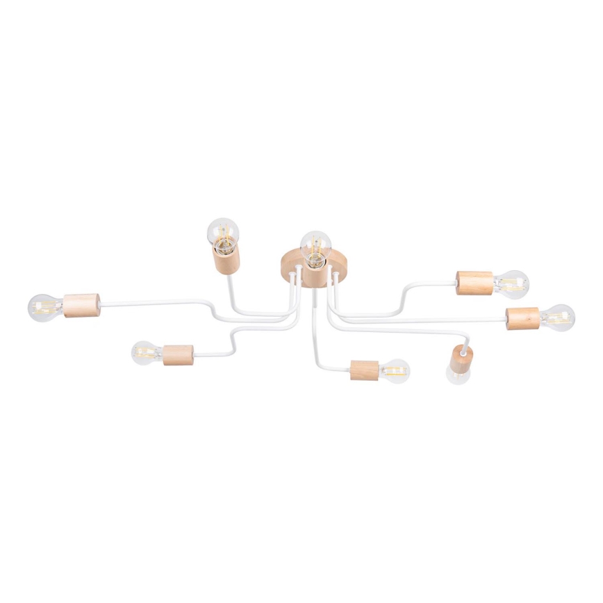 Surface-mounted chandelier TIMBO 8xE27/15W/230V white/beige/beech