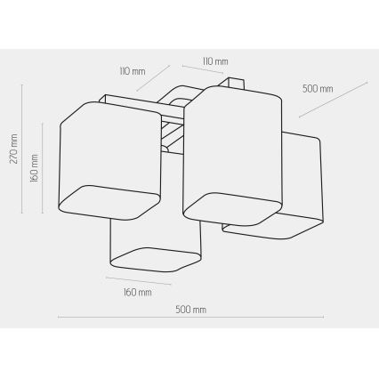 Surface-mounted chandelier TORA 4xE27/15W/230V white