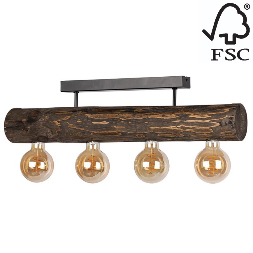 Surface-mounted chandelier TRABO 4xE27/60W/230V pine - FSC certified