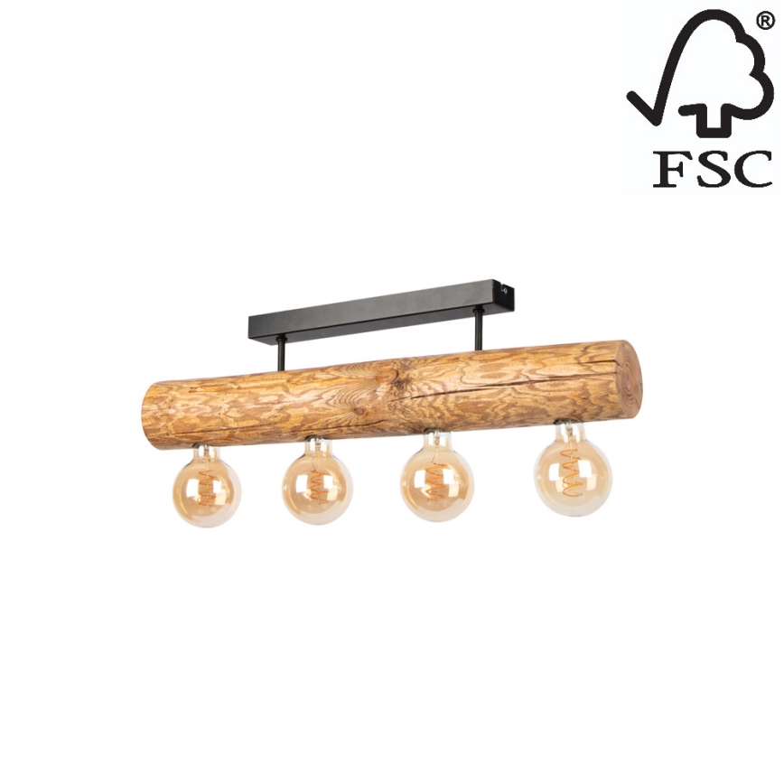 Surface-mounted chandelier TRABO 4xE27/60W/230V pine - FSC certified