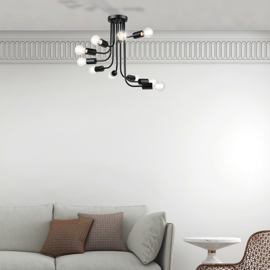 Surface-mounted chandelier TRINITY 10xE27/15W/230V black
