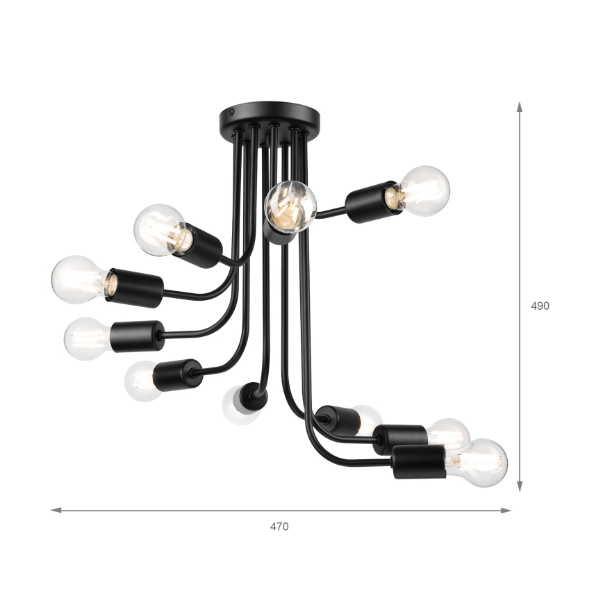 Surface-mounted chandelier TRINITY 10xE27/15W/230V black