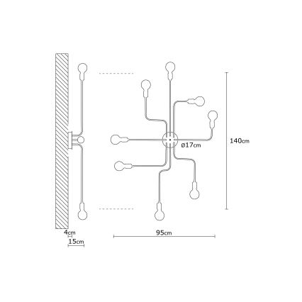 Surface-mounted chandelier TRUVA 8xE27/40W/230V