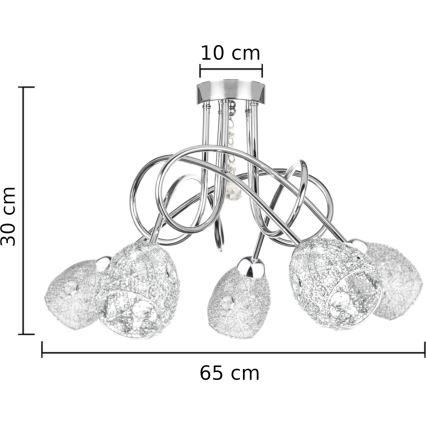 Surface-mounted chandelier TWIST CRYSTAL 5xE14/40W/230V