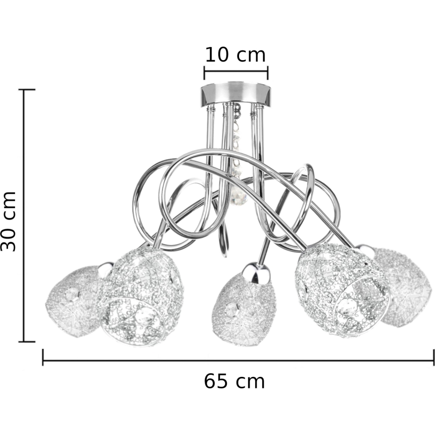 Surface-mounted chandelier TWIST CRYSTAL 5xE14/40W/230V