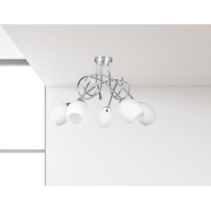 Surface-mounted chandelier TWIST WHITE 5xE14/40W/230V