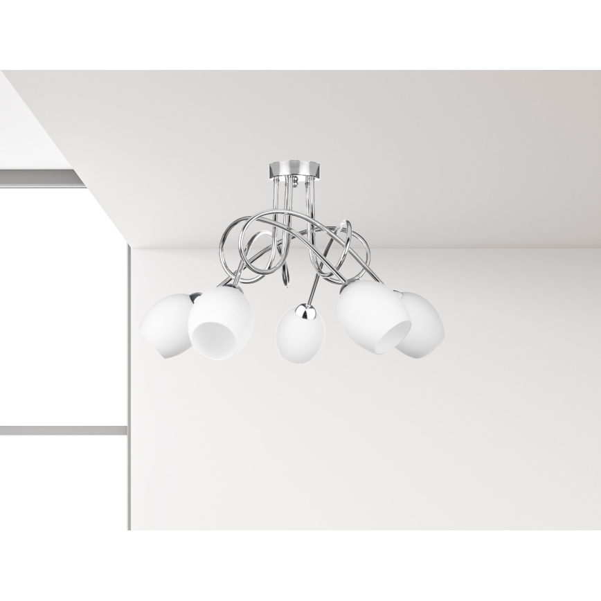Surface-mounted chandelier TWIST WHITE 5xE14/40W/230V