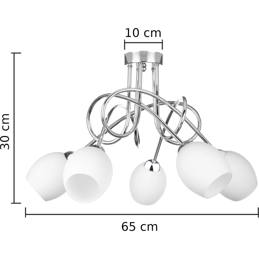 Surface-mounted chandelier TWIST WHITE 5xE14/40W/230V