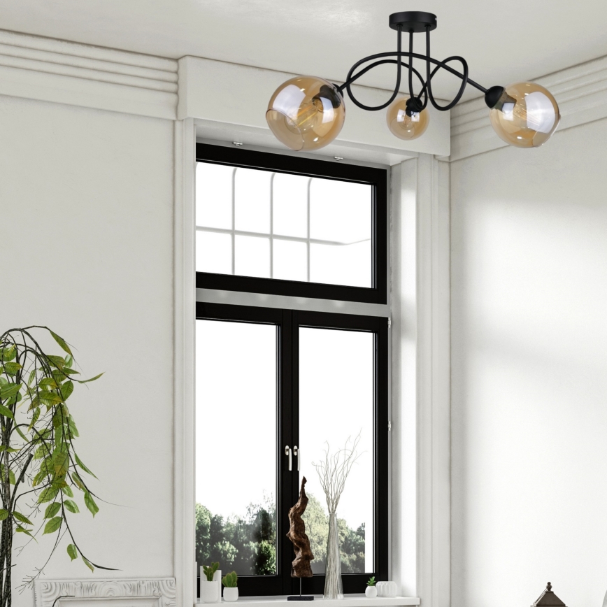 Surface-mounted chandelier VENUS BLACK 3xE27/60W/230V