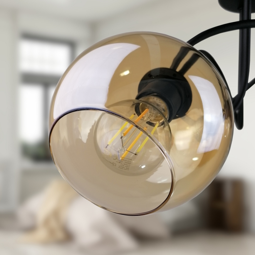 Surface-mounted chandelier VENUS BLACK 3xE27/60W/230V