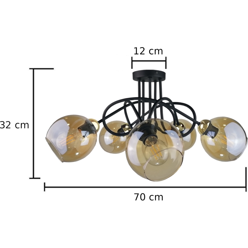 Surface-mounted chandelier VENUS GOLD 5xE27/60W/230V