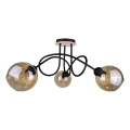 Surface-mounted chandelier VENUS WOOD 3xE27/60W/230V black/smoky brown