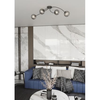 Surface-mounted chandelier VIBRA 4xE14/10W/230V black/grey