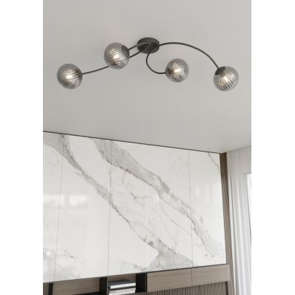 Surface-mounted chandelier VIBRA 4xE14/10W/230V black/grey