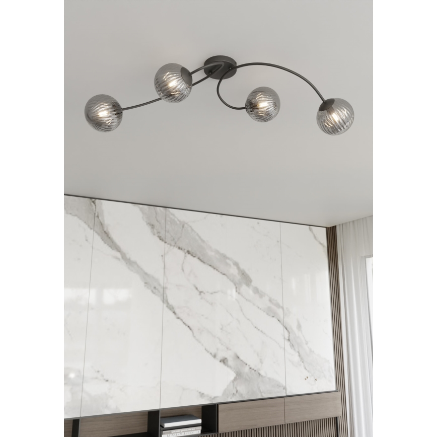 Surface-mounted chandelier VIBRA 4xE14/10W/230V black/grey