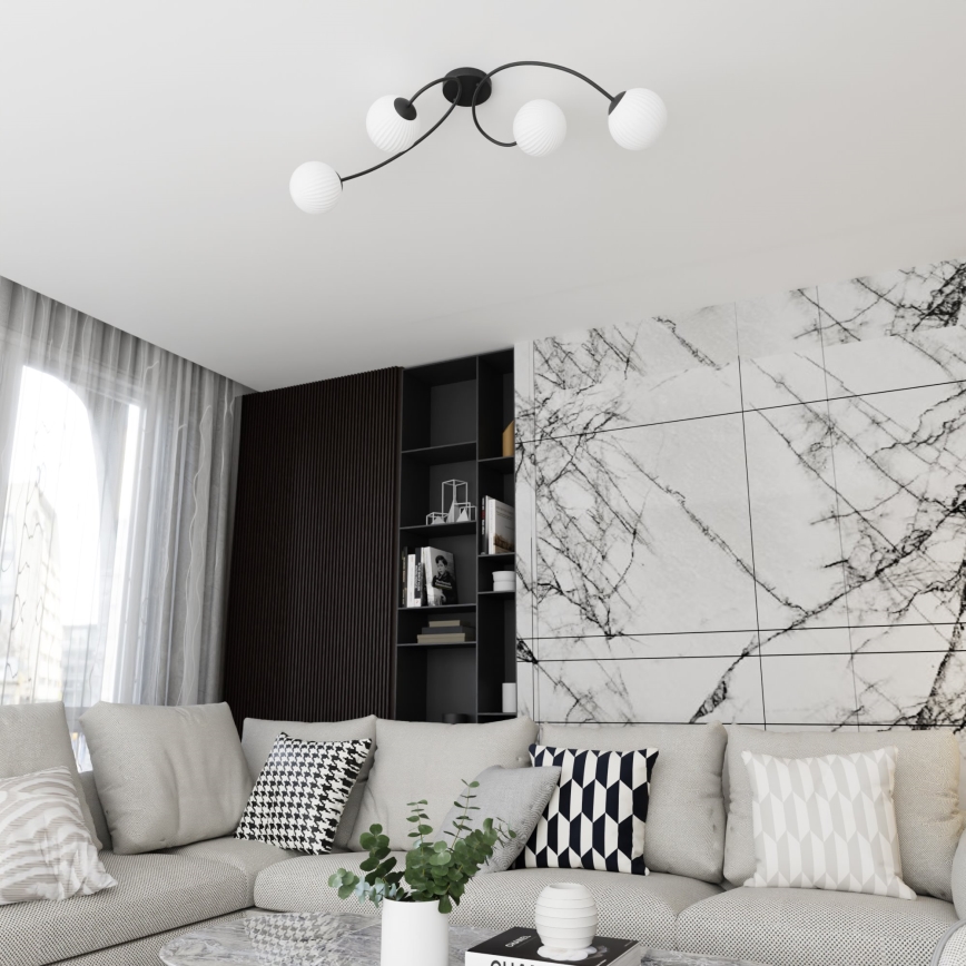 Surface-mounted chandelier VIBRA 4xE14/10W/230V black/white