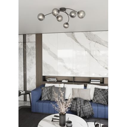 Surface-mounted chandelier VIBRA 6xE14/10W/230V black/grey