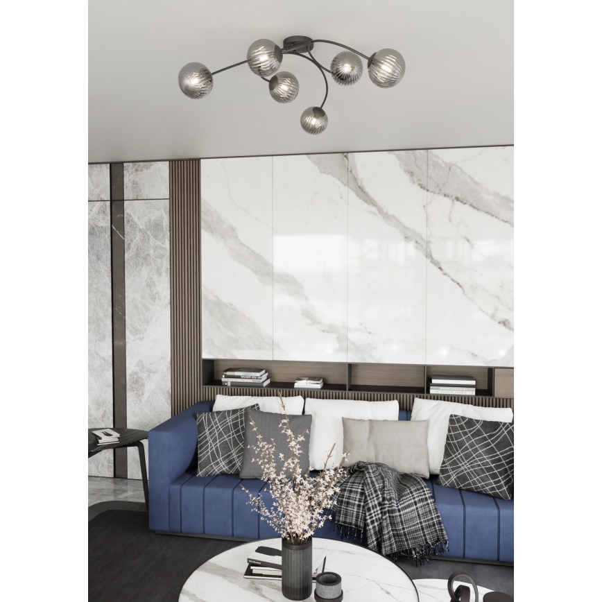 Surface-mounted chandelier VIBRA 6xE14/10W/230V black/grey