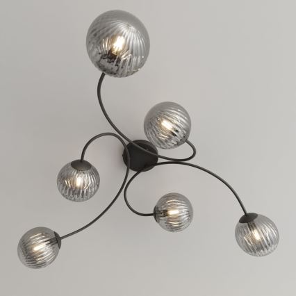 Surface-mounted chandelier VIBRA 6xE14/10W/230V black/grey