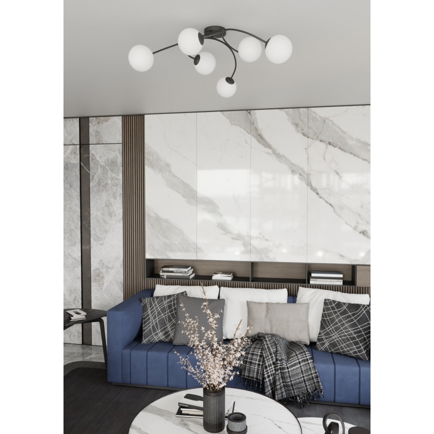 Surface-mounted chandelier VIBRA 6xE14/10W/230V black/white