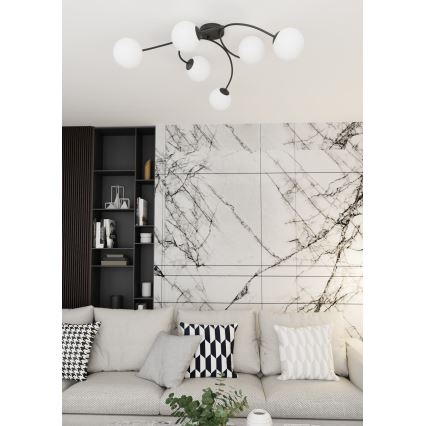 Surface-mounted chandelier VIBRA 6xE14/10W/230V black/white