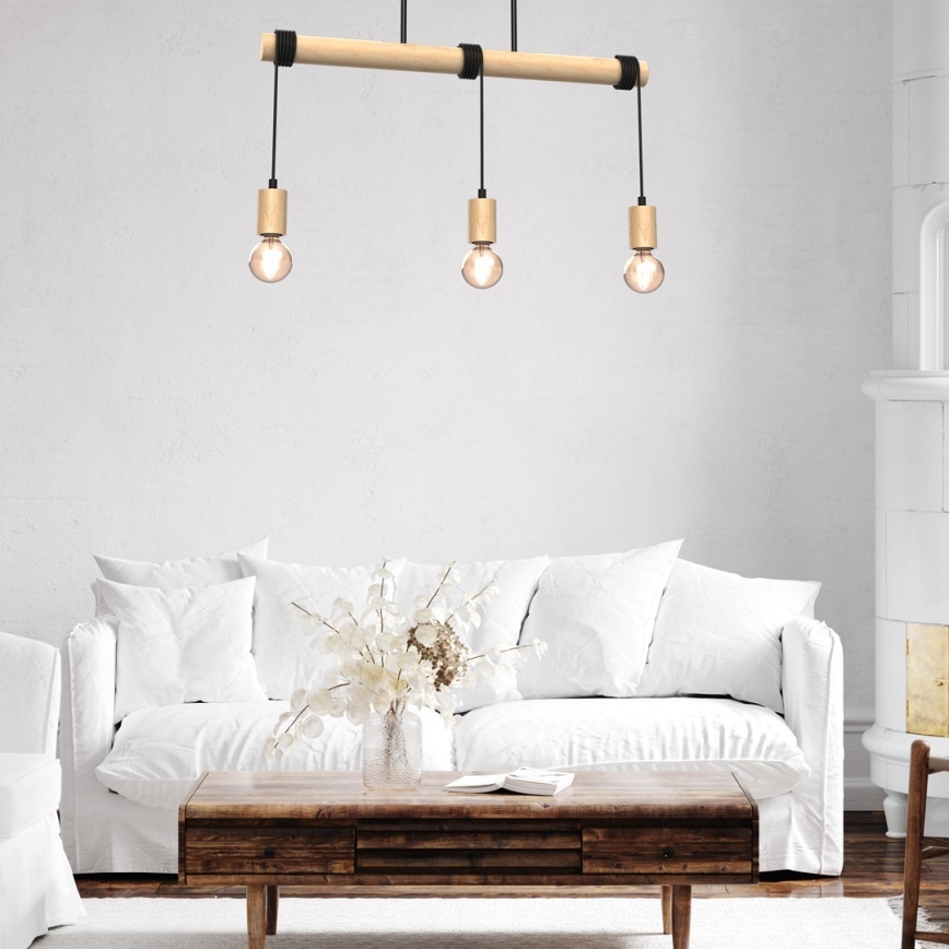 Surface-mounted chandelier VIGA 3xE27/60W/230V wood