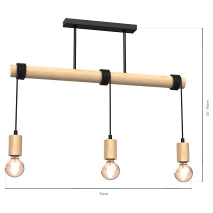 Surface-mounted chandelier VIGA 3xE27/60W/230V wood