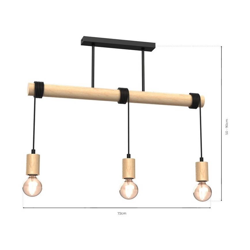 Surface-mounted chandelier VIGA 3xE27/60W/230V wood