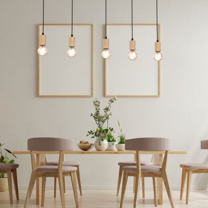 Surface-mounted chandelier VIGA 5xE27/60W/230V wood