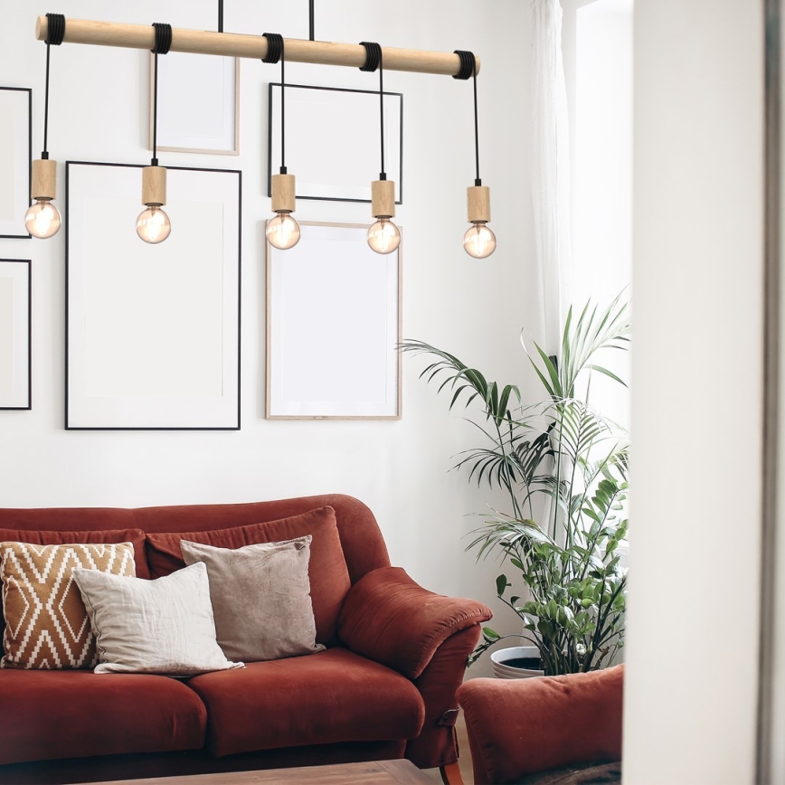 Surface-mounted chandelier VIGA 5xE27/60W/230V wood