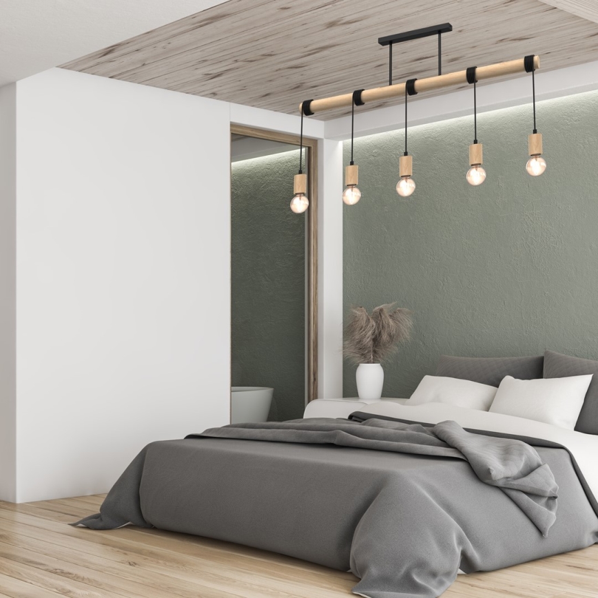 Surface-mounted chandelier VIGA 5xE27/60W/230V wood