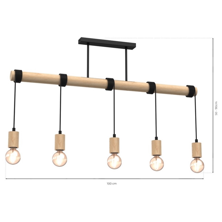 Surface-mounted chandelier VIGA 5xE27/60W/230V wood