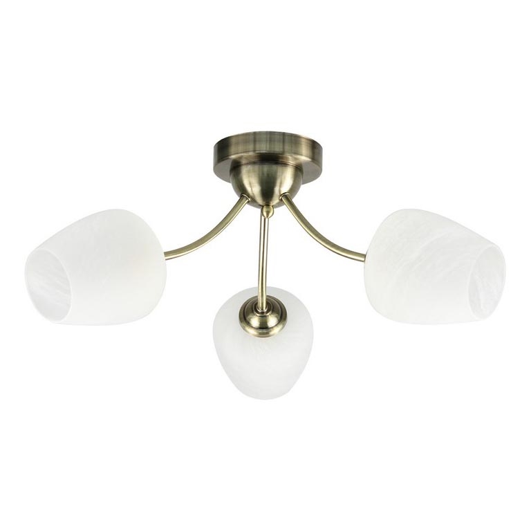 Surface-mounted chandelier ZINA 3xE27/40W/230V brass/white